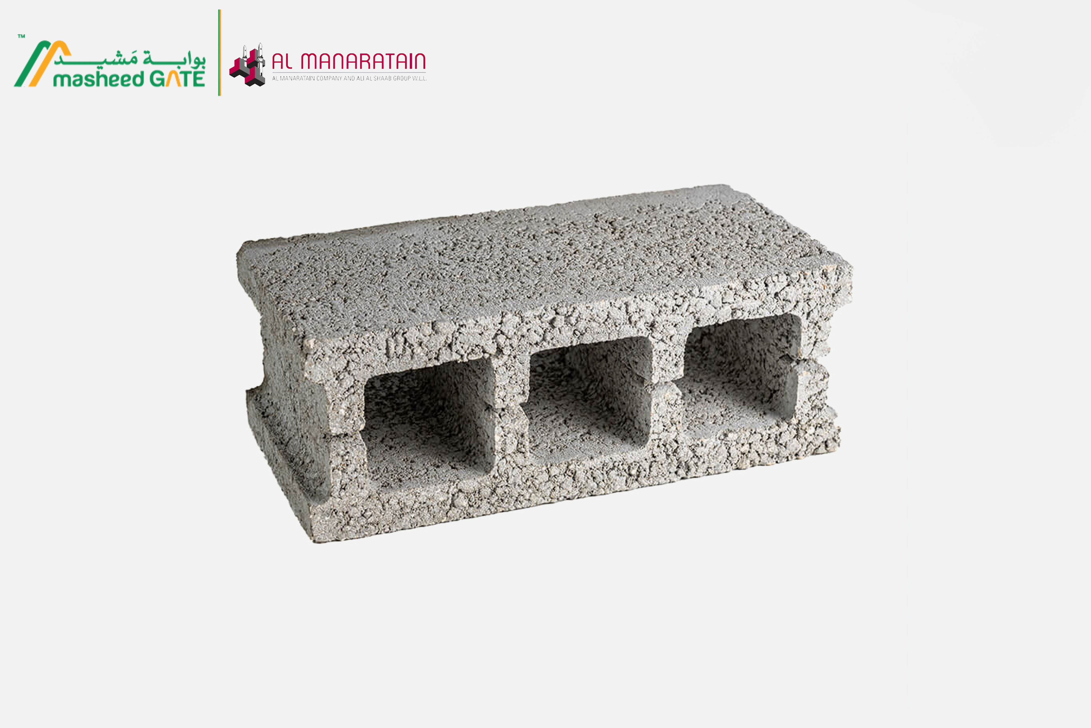 Al Manaratain- Hollow Block (3 Cells) (40x20x20cm) Remanufactured