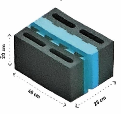  دى سى بلوك - بلك بركانى عازل أزرق- 25×40×20سم-  سماكة  25 ملم 